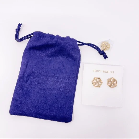 Milgrain Hex Stud Earrings - Picture 8 of 9